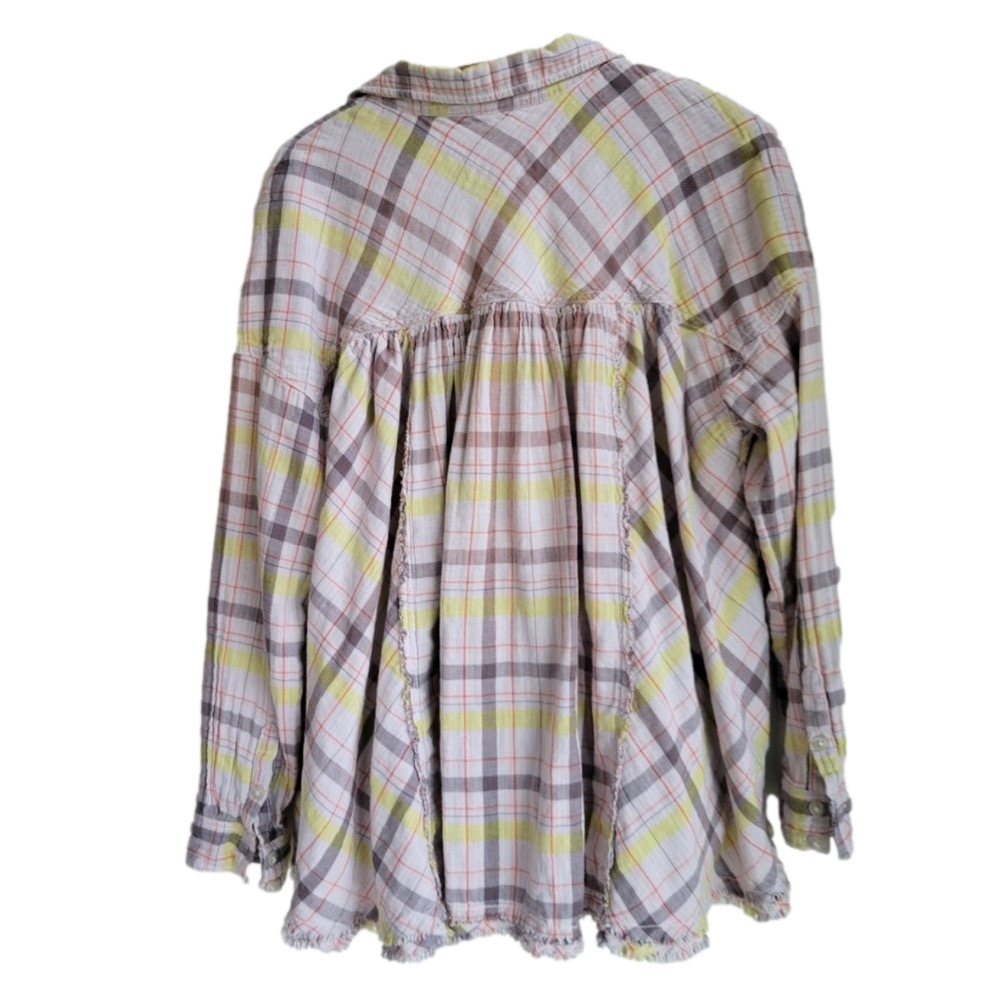 We The Free Cotton Button-up Blouse Size L with Raw Hem - Picture 4 of 6
